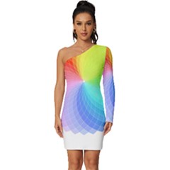 Color Wheel T- Shirt Color Wheel T- Shirt Long Sleeve One Shoulder Mini Dress by maxcute