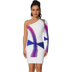 Colorful Abstract Texture Art Design T- Shirt Colorful Abstract Texture Art Design T- Shirt Long Sleeve One Shoulder Mini Dress