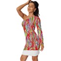 Colorful Design T- Shirt Bright Shells  T- Shirt Long Sleeve One Shoulder Mini Dress View2