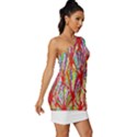 Colorful Design T- Shirt Bright Shells  T- Shirt Long Sleeve One Shoulder Mini Dress View3