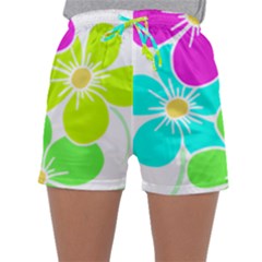 Colorful Flower T- Shirtcolorful Blooming Flower, Flowery, Floral Pattern T- Shirt Sleepwear Shorts by maxcute