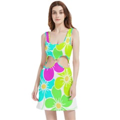 Colorful Flower T- Shirtcolorful Blooming Flower, Flowery, Floral Pattern T- Shirt Velour Cutout Dress by maxcute