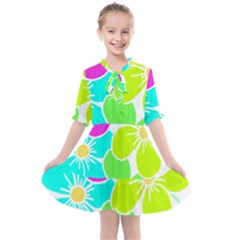 Colorful Flower T- Shirtcolorful Blooming Flower, Flowery, Floral Pattern T- Shirt Kids  All Frills Chiffon Dress by maxcute