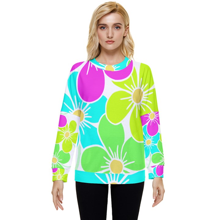 Colorful Flower T- Shirtcolorful Blooming Flower, Flowery, Floral Pattern T- Shirt Hidden Pocket Sweatshirt