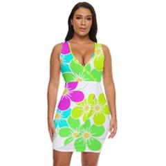 Colorful Flower T- Shirtcolorful Blooming Flower, Flowery, Floral Pattern T- Shirt Draped Bodycon Dress