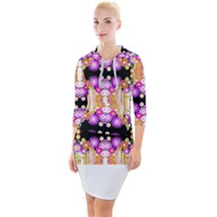 Colorful Flowers Pattern T- Shirt Colorful Wild Flowers T- Shirt Quarter Sleeve Hood Bodycon Dress by maxcute