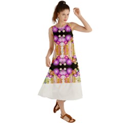 Colorful Flowers Pattern T- Shirt Colorful Wild Flowers T- Shirt Summer Maxi Dress by maxcute