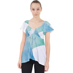 Colourful Pattern T- Shirt Colourful Watercolor Rainbow Bubbles T- Shirt Lace Front Dolly Top by maxcute