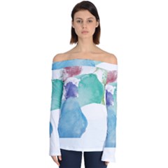 Colourful Pattern T- Shirt Colourful Watercolor Rainbow Bubbles T- Shirt Off Shoulder Long Sleeve Top by maxcute