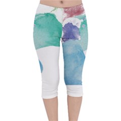 Colourful Pattern T- Shirt Colourful Watercolor Rainbow Bubbles T- Shirt Velvet Capri Leggings  by maxcute