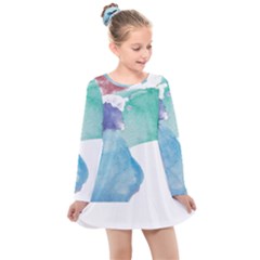 Colourful Pattern T- Shirt Colourful Watercolor Rainbow Bubbles T- Shirt Kids  Long Sleeve Dress by maxcute