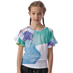 Colourful Pattern T- Shirt Colourful Watercolor Rainbow Bubbles T- Shirt Kids  Cut Out Flutter Sleeves by maxcute