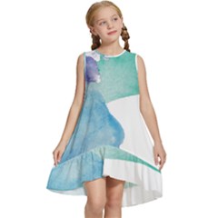 Colourful Pattern T- Shirt Colourful Watercolor Rainbow Bubbles T- Shirt Kids  Frill Swing Dress