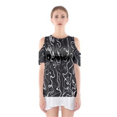 Cool Design Art T- Shirt Black And White Damascus Abstract Pattern T- Shirt Shoulder Cutout One Piece Dress by maxcute