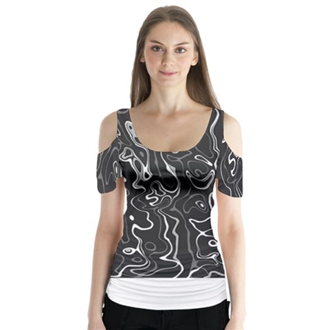 Cool Design Art T- Shirt Black And White Damascus Abstract Pattern T- Shirt Butterfly Sleeve Cutout Tee  by maxcute