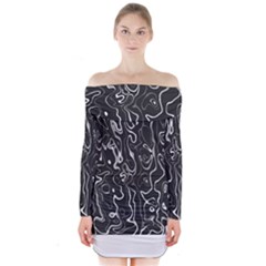 Cool Design Art T- Shirt Black And White Damascus Abstract Pattern T- Shirt Long Sleeve Off Shoulder Dress by maxcute