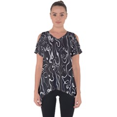 Cool Design Art T- Shirt Black And White Damascus Abstract Pattern T- Shirt Cut Out Side Drop Tee by maxcute