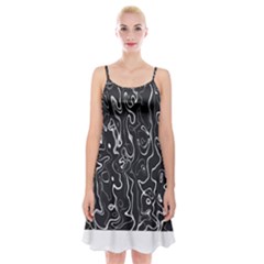 Cool Design Art T- Shirt Black And White Damascus Abstract Pattern T- Shirt Spaghetti Strap Velvet Dress by maxcute