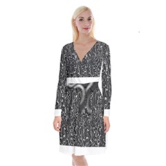 Cool Design Art T- Shirt Black And White Damascus Abstract Pattern T- Shirt Long Sleeve Velvet Front Wrap Dress by maxcute