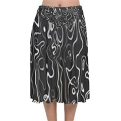 Cool Design Art T- Shirt Black And White Damascus Abstract Pattern T- Shirt Velvet Flared Midi Skirt by maxcute