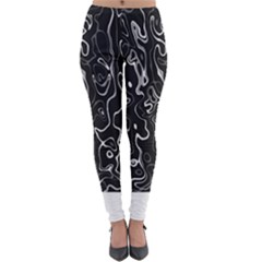 Cool Design Art T- Shirt Black And White Damascus Abstract Pattern T- Shirt Lightweight Velour Leggings by maxcute