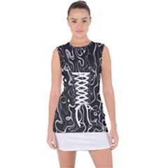 Cool Design Art T- Shirt Black And White Damascus Abstract Pattern T- Shirt Lace Up Front Bodycon Dress by maxcute