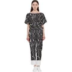 Cool Design Art T- Shirt Black And White Damascus Abstract Pattern T- Shirt Batwing Lightweight Chiffon Jumpsuit by maxcute