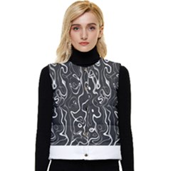 Cool Design Art T- Shirt Black And White Damascus Abstract Pattern T- Shirt Women s Short Button Up Puffer Vest by maxcute