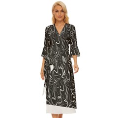 Cool Design Art T- Shirt Black And White Damascus Abstract Pattern T- Shirt Midsummer Wrap Dress by maxcute