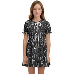 Cool Design Art T- Shirt Black And White Damascus Abstract Pattern T- Shirt Kids  Sweet Collar Dress by maxcute