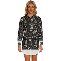 Cool Design Art T- Shirt Black And White Damascus Abstract Pattern T- Shirt Womens Long Sleeve Shirt Dress