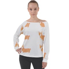 Corgi Dog T- Shirt Pembroke Welsh Corgi Dog Cute Pattern T- Shirt Off Shoulder Long Sleeve Velour Top by maxcute