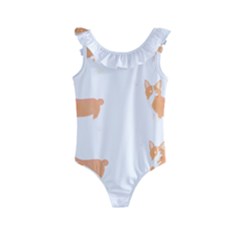 Corgi Dog T- Shirt Pembroke Welsh Corgi Dog Cute Pattern T- Shirt Kids  Frill Swimsuit by maxcute