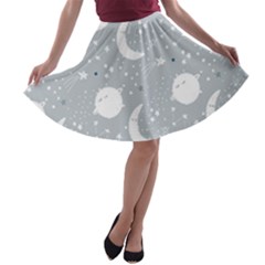 Cosmos T- Shirt Cute Baby Cosmic Pattern 7 A-line Skater Skirt by maxcute