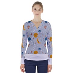 Cosmos T- Shirt Cute Baby Cosmic Pattern T- Shirt V-neck Long Sleeve Top by maxcute