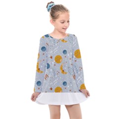 Cosmos T- Shirt Cute Baby Cosmic Pattern T- Shirt Kids  Long Sleeve Dress by maxcute