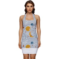 Cosmos T- Shirt Cute Baby Cosmic Pattern T- Shirt Sleeveless Wide Square Neckline Ruched Bodycon Dress