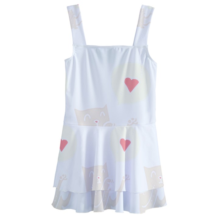 Cute Cat Pattern T- Shirt Cute Cat Pattern For Cat Lovers T- Shirt Kids  Layered Skirt Swimsuit