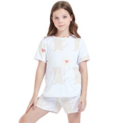 Cute Cat Pattern T- Shirt Cute Cat Pattern For Cat Lovers T- Shirt Kids  Tee And Sports Shorts Set by maxcute