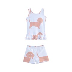 Dachshund Dog Pattern T- Shirt Brown Dachshund Dog Breed Cute Pattern T- Shirt Kids  Boyleg Swimsuit by maxcute