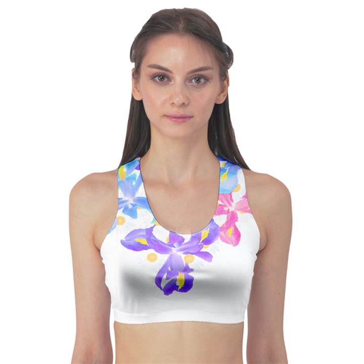 Daisies In Bloom T- Shirt Daisy Iris Heart Flower Floral Pattern Daisies T- Shirt Sports Bra