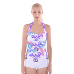 Daisies In Bloom T- Shirt Daisy Iris Heart Flower Floral Pattern Daisies T- Shirt Boyleg Halter Swimsuit  by maxcute