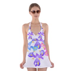 Daisies In Bloom T- Shirt Daisy Iris Heart Flower Floral Pattern Daisies T- Shirt Halter Dress Swimsuit  by maxcute