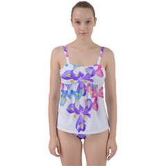 Daisies In Bloom T- Shirt Daisy Iris Heart Flower Floral Pattern Daisies T- Shirt Twist Front Tankini Set