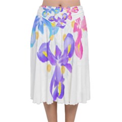 Daisies In Bloom T- Shirt Daisy Iris Heart Flower Floral Pattern Daisies T- Shirt Velvet Flared Midi Skirt by maxcute