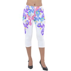 Daisies In Bloom T- Shirt Daisy Iris Heart Flower Floral Pattern Daisies T- Shirt Lightweight Velour Capri Leggings  by maxcute