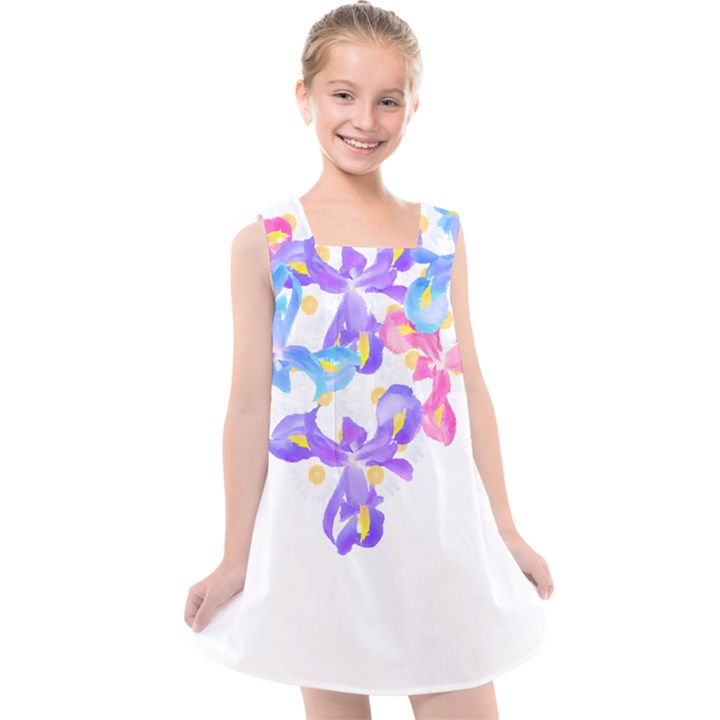 Daisies In Bloom T- Shirt Daisy Iris Heart Flower Floral Pattern Daisies T- Shirt Kids  Cross Back Dress