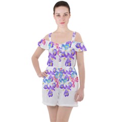 Daisies In Bloom T- Shirt Daisy Iris Heart Flower Floral Pattern Daisies T- Shirt Ruffle Cut Out Chiffon Playsuit by maxcute