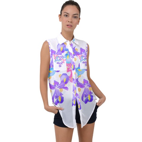 Daisies In Bloom T- Shirt Daisy Iris Heart Flower Floral Pattern Daisies T- Shirt Sleeveless Chiffon Button Shirt by maxcute