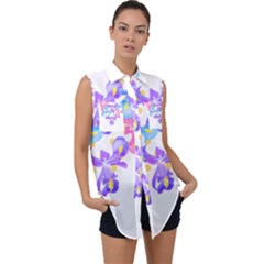 Daisies In Bloom T- Shirt Daisy Iris Heart Flower Floral Pattern Daisies T- Shirt Sleeveless Chiffon Button Shirt